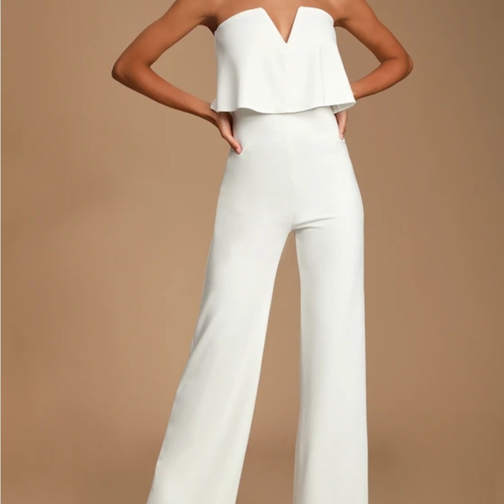Power of love White Strapless Jumpsuit